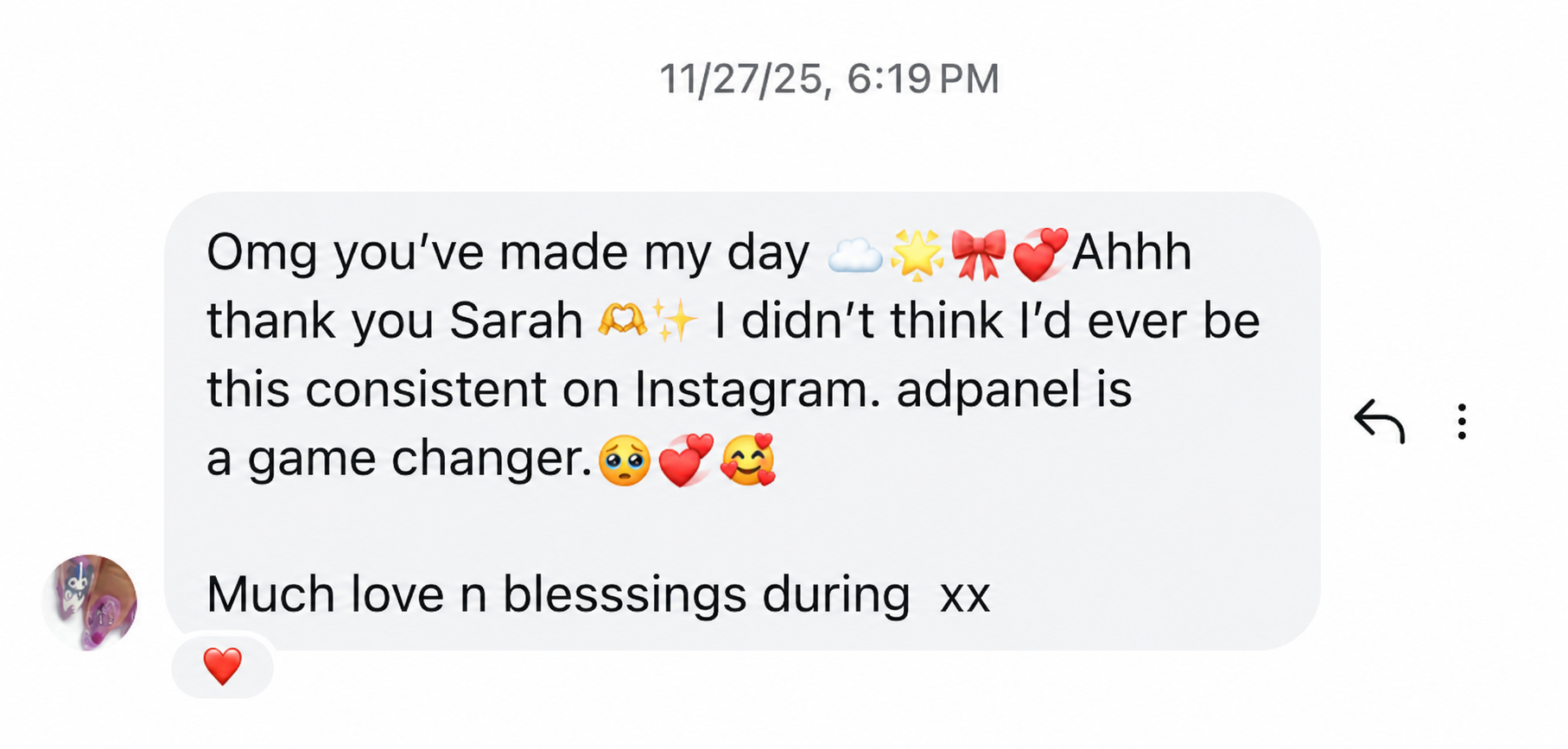 Customer message about adpanel